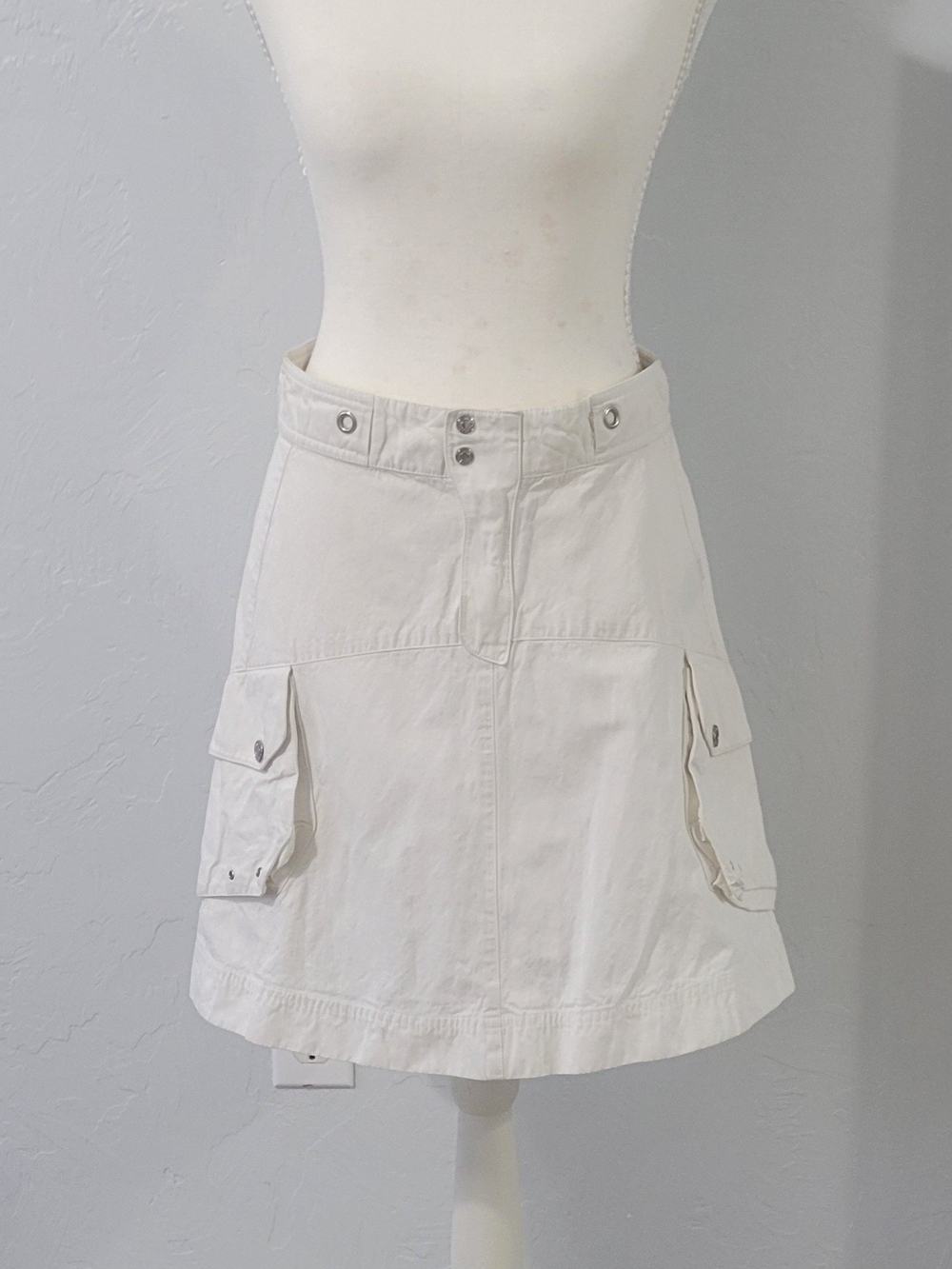 Ralph Lauren White Cargo Mini Skirt Size 4 Y2K Casual Summer Utility Pocket A-Li